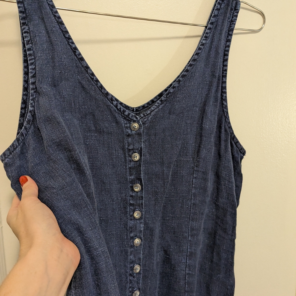 Vintage Linen Blue Dress